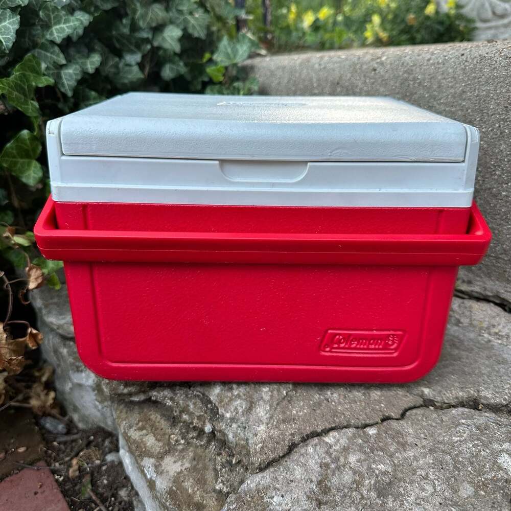 Vintage Coleman Red and White Personal Cooler Picnic Roadtrip